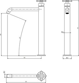 Μπαταρία νιπτήρα υψηλή με βαλβίδα Εlle Cross La Torre-brushed-chrome