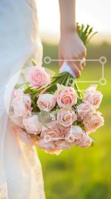 Intra Συλλεκτικό Ξύλινο Παζλ Plywood  4mm - Νύφη με ροζ τριαντάφυλλο μπουκέτο Σε Ξύλινο Κουτί - Διαστάσεις Puzzle: 10x10 cm – 25 κομμάτια