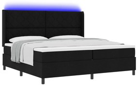 vidaXL κρεβάτι με ελατήρια  με στρώμα & LED Μαύρο 200x200 εκ. Ύφασμα