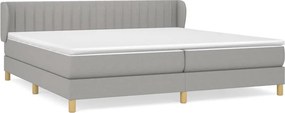 vidaXL Κρεβάτι Boxspring με Στρώμα Ανοιχτό Γκρι 200x200 εκ. Υφασμάτινο