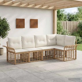 vidaXL Σειρά Καναπέ Εξωτερικού 5 pcs Φυσικό και Κρέμα Λευκό