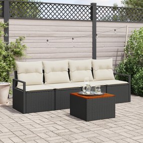 vidaXL Σετ Καναπέ Κήπου 5 pcs Μαύρος, λευκός 55 x 55 x 37 εκ