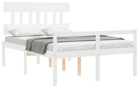 vidaXL Κρεβάτι Ηλικιωμένου με Κεφαλάρι 140 x 200 εκ. Λευκό Μασίφ Ξύλο