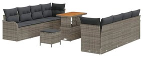 vidaXL Σετ Καναπέ Κήπου με μαξιλάρι 11 pcs Γκρι 90 x 55 x 71 cm