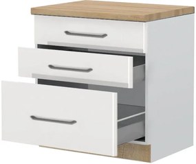 Επιδαπέδιο ντουλάπι Modena R-80-3MBOX-Λευκό - Λευκό γυαλιστερό