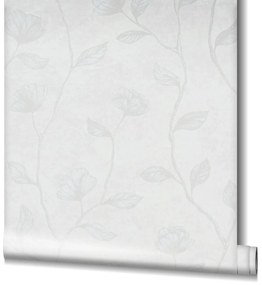 Ταπετσαρία τοίχου Floral Μεταλλικό Κρεμ-Λευκό 34803 0,53x10.05m