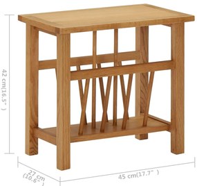 vidaXL Τραπεζάκι με Θήκη Περιοδικών 45 x 27 x 42 εκ. Μασίφ Ξύλο Δρυός