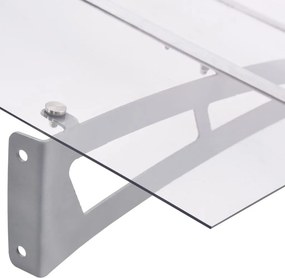 vidaXL Στέγαστρο Πόρτας Ασημί / Διαφανές 150 x 90 εκ. Πολυανθρακικό