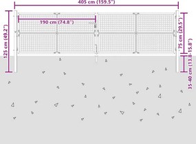 vidaXL Πόρτα Κήπου Ανθρακί 400x75 εκ. Ατσάλι