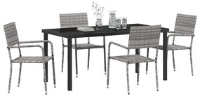 vidaXL Σέτ φαγητού για κήπο 5 pcs Γκρι Πολυ ράταν