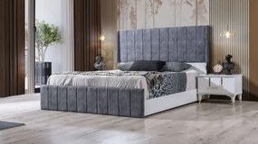 Σετ υπνοδωματίου μοντέρνο με κρεβάτι βάσης και ντουλάπα από mdf Λευκό και χρυσό