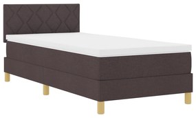 vidaXL Κρεβάτι με Ελατήριο με Στρώμα & LED Σκούρο Καφέ 90x200 εκ. Ύφασμα