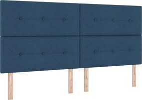 vidaXL Κρεβάτι box spring με στρώμα Μπλε 200 x 200 cm Ύφασμα
