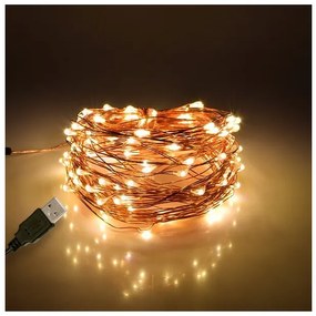 Διακοσμητική Γιρλάντα 10m 100 LED USB 6W 3000K Χάλκινο 79722 Globostar-79722-Χάλκινο 79722