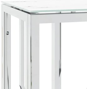 vidaXL Τραπέζι Κονσόλα Ασημί 70x30x70 εκ. Ανοξείδωτο Ατσάλι και Γυαλί