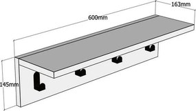 Ράφι Τοίχου Ανθρακί BRAGRON 60x16.3x14.5