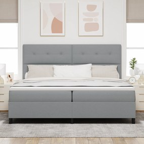 vidaXL Κρεβάτι Box Spring με Στρώμα Γκρι 200x200 εκ. Υφάσματος