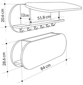 Κρεμάστρα τοίχου Kroma pakoworld γκρι μελαμίνης 84x15.5x28.5εκ