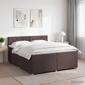 vidaXL Κρεβάτι box spring με στρώμα Σκούρο Καφέ 200 x 200 cm Ύφασμα