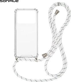 Θήκη Σιλικόνης με Κορδόνι Sonique Armor Clear Xiaomi Poco C40 Rainbow Λευκό