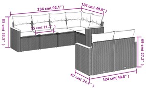 vidaXL Καναπές Σετ 7 Τεμαχίων Μαύρο Συνθετικό Ρατάν με Μαξιλάρια