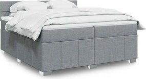 vidaXL Κρεβάτι Boxspring με Στρώμα Ανοιχτό Γκρι 200x200 εκ. Υφασμάτινο