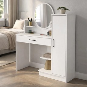 Τουαλέτα με καθρέπτη Andera Megapap χρώμα λευκό 123,9x35x144,4εκ.