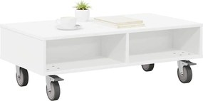 vidaXL Κομοδίνο με τροχούς Λευκό 90 x 50 x 30 cm Επεξεργασμένο ξύλο