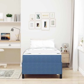 vidaXL Σκελετός Κρεβατιού με στρώμα Μπλε 90 x 200 cm ύφασμα