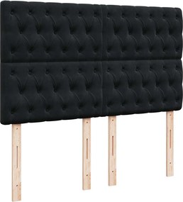 vidaXL Κρεβάτι Boxspring με Στρώμα Μαύρο 160x200 εκ. Βελούδινο