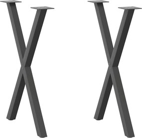vidaXL Πόδια Τραπεζαρίας σε Σχήμα Χ, 2 τεμ. Ανθρακί 57x(72-73) εκ. Ατσάλι