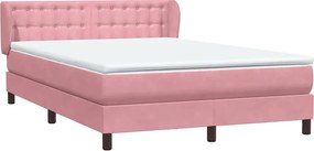 vidaXL Box Spring κρεβάτι με στρώμα ροζ 160x220 cm Βελούδινο