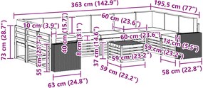 vidaXL Σειρά Καναπέ Εξωτερικού 11 pcs Φυσικό και Κρέμα Πολυεστέρας