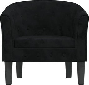 vidaXL Πολυθρόνα Μπάρελ Μαύρη Βελούδινη