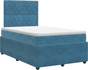 vidaXL Κρεβάτι box spring με στρώμα Μπλε 120 x 190 cm Βελούδο