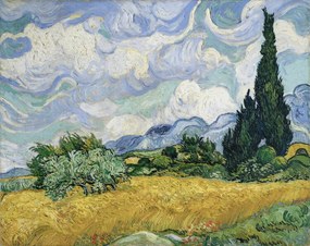 Αναπαραγωγή Wheatfield with Cypresses, 1889, Vincent van Gogh