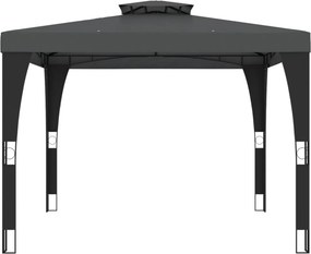 vidaXL Κιόσκι με Διπλή Οροφή Ανθρακί 2,98x2,98 μ. Ατσάλινο