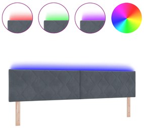 vidaXL LED κεφαλάρι σχεδίου διαμαντιών σκούρο γκρι 200 εκ. βελούδο