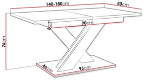 Τραπέζι Goodyear 103, Γυαλιστερό μαύρο, 76x80x140cm, 56 kg, Επιμήκυνση, Πλαστικοποιημένη μοριοσανίδα | Epipla1.gr