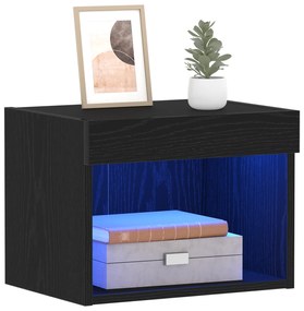 vidaXL Τοίχος Ντουλάπι με LED Φωτισμό Μαύρη Δρυς 40x30x30 εκ