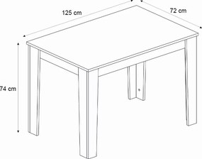 Τραπέζι Darlen Megapap χρώμα λευκό 125x72x74εκ.