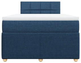 Κρεβάτι Boxspring με Στρώμα Μπλε 120x190 εκ. Υφασμάτινο - Μπλε