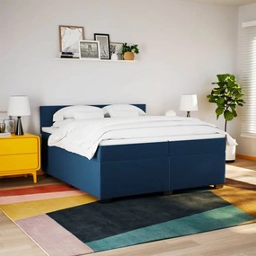 vidaXL Κρεβάτι Boxspring με Στρώμα Μπλε 200x200 εκ. Υφασμάτινο