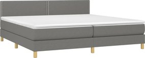 vidaXL Κρεβάτι Boxspring με Στρώμα &amp; LED Σκ.Γκρι 200x200εκ. Υφασμάτινο
