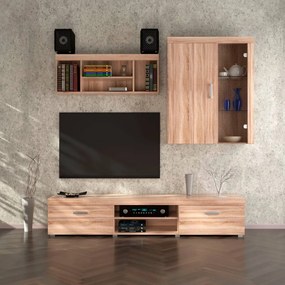 Σύνθεση Τηλεόρασης DAMIS Sonoma με MDF λεπτομέρειες 237.5x45x210εκ - TO-DAMISSET2 - TO-DAMISSET2