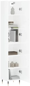 vidaXL Ντουλάπι Γυαλ. Λευκό 34,5 x 34 x 180 εκ. από Επεξεργασμένο Ξύλο