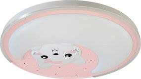 LED Παιδικό Φωτιστικό Οροφής Mooncat 34W Ροζ