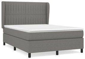 ΚΡΕΒΑΤΙ BOXSPRING ΜΕ ΣΤΡΩΜΑ ΣΚΟΥΡΟ ΓΚΡΙ 140X200 ΕΚ ΥΦΑΣΜΑΤΙΝΟ 3128126