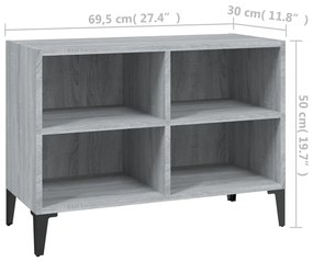 vidaXL Έπιπλο Τηλεόρασης Γκρι Sonoma 69,5x30x50 εκ. με Μεταλλικά Πόδια
