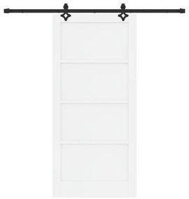 vidaXL Συρόμενη Πόρτα με Σετ Υλικών Λευκή 93x202 εκ. Συμπαγές Ξύλο Πεύκου